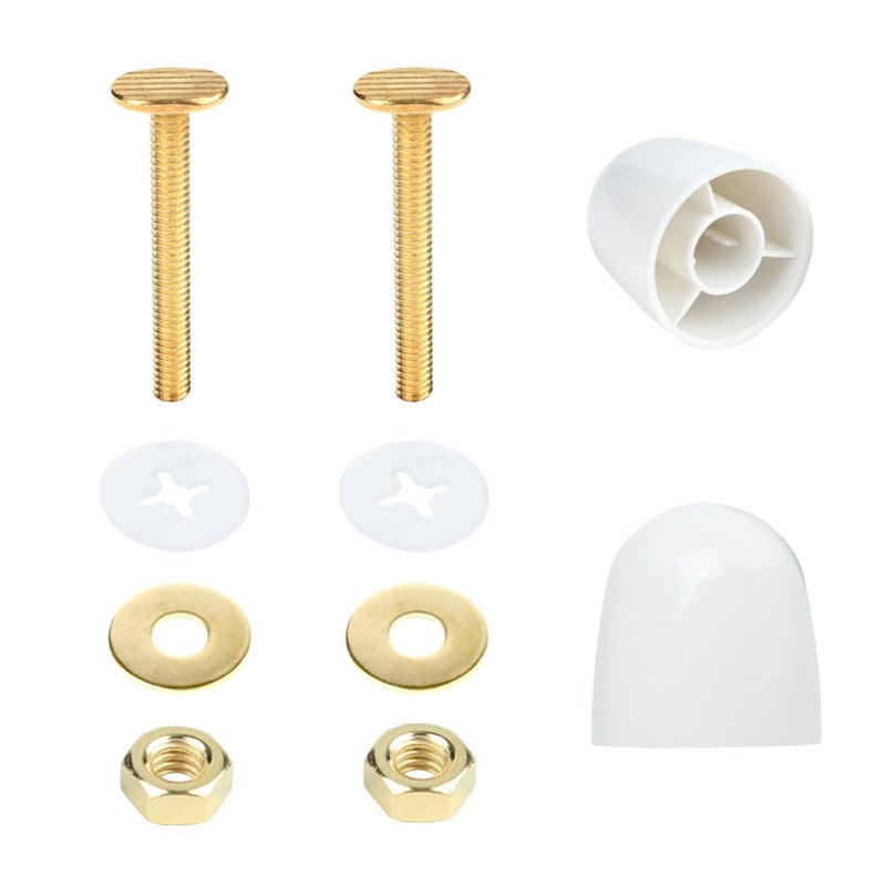 Xyrith 2 Pack Toilet Bolts and Caps, Toilets Bowl to Floor Bolts Kits with Washers & Toilets Flange Bolts Covers - Image 1